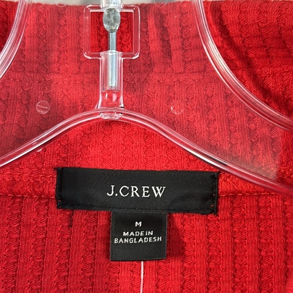 NWT J. Crew Womens Holiday Red Waffle Knit Snap Front Shacket Sz M Shirt Jacket - Picture 4 of 16